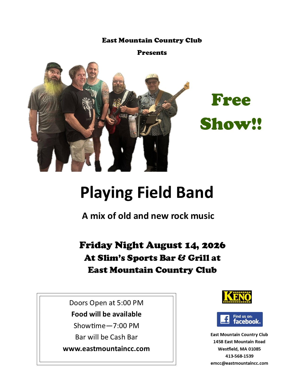 Fri 8/14  Playing Field